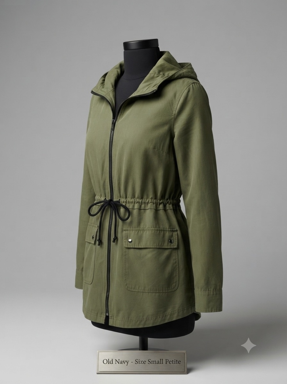 Old Navy Olive Green Hooded Drawstring Utility Jacket - Women's